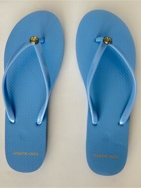 🌊 Tory Burch Jelly Flip Flops | Powder Blue | Size 11M | Never Worn